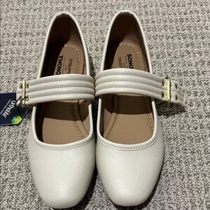 Sonoma Cream Triple-Strap Mary Jane Flats